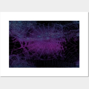 purple halloween sparkly spiderweb pattern - goth Posters and Art